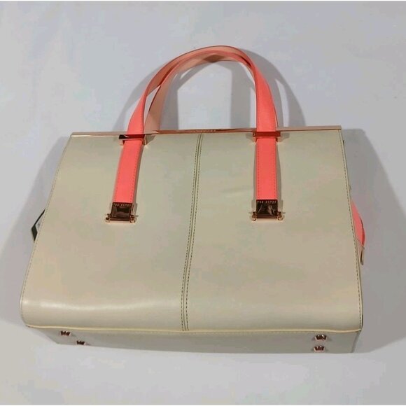New Ted Baker London Rosane Tote Bag Purse Cream Orange Gold Classy $425 - Picture 9 of 11